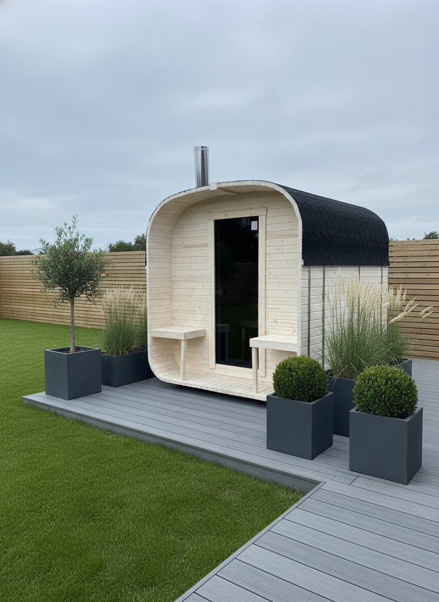 Steam & Oak Cube Sauna 2.4m with Porch