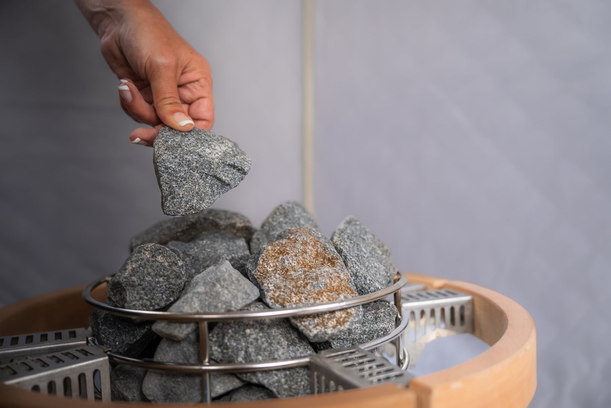 FinSteam pre-washed sauna stones for the Orbis cage