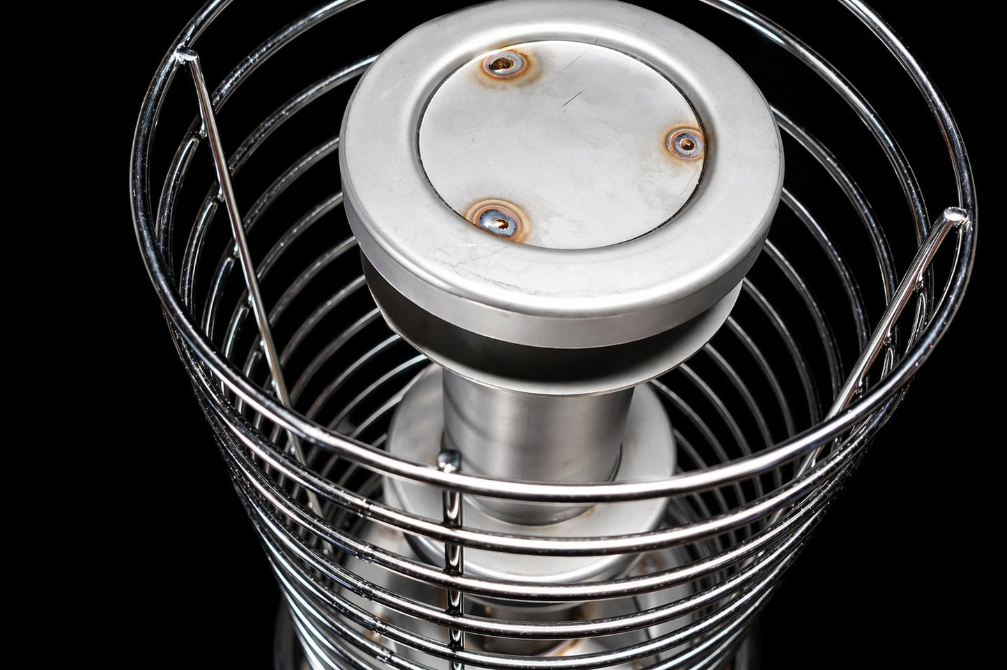 FinSteam Orbis stainless steel stone cage for Botnia 81 and Aurora 81 gas sauna heaters — black finish