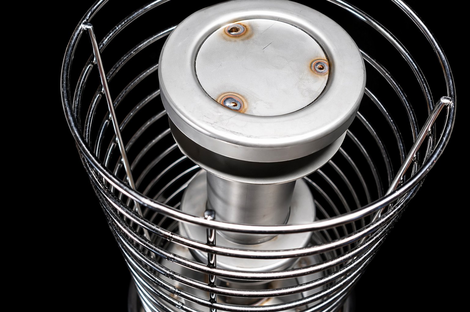 FinSteam Orbis stainless steel stone cage for Botnia 81 and Aurora 81 gas sauna heaters — black finish