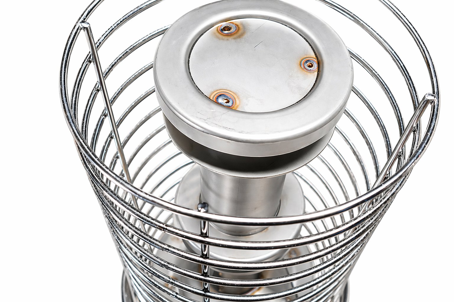 FinSteam Orbis stainless steel stone cage for Botnia 81 and Aurora 81 gas sauna heaters — white finish