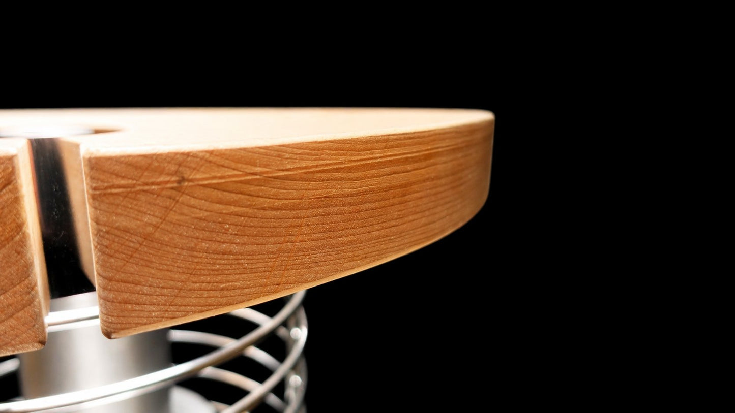 FinSteam Halo alder-wood safety rail for a gas sauna heater — black finish