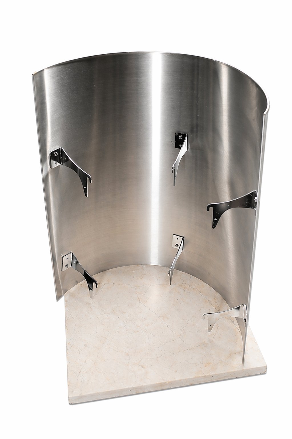 FinSteam Njord stainless steel heat shield for a gas sauna heater — white finish