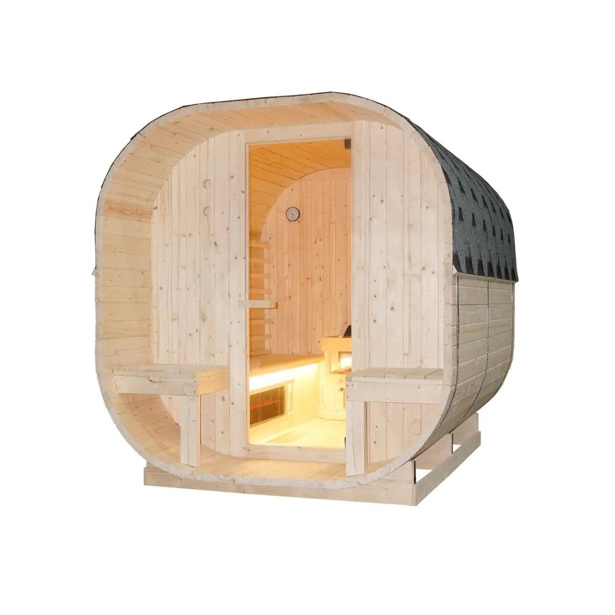Fonteyn Uwais Outdoor Sauna — 4 Person Finnish & Infrared Combi | Steam & Oak