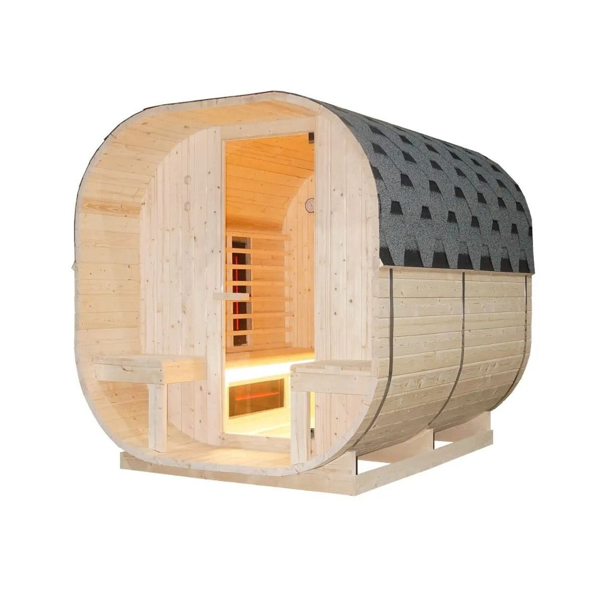 Fonteyn Uwais Outdoor Sauna — 4 Person Finnish & Infrared Combi | Steam & Oak