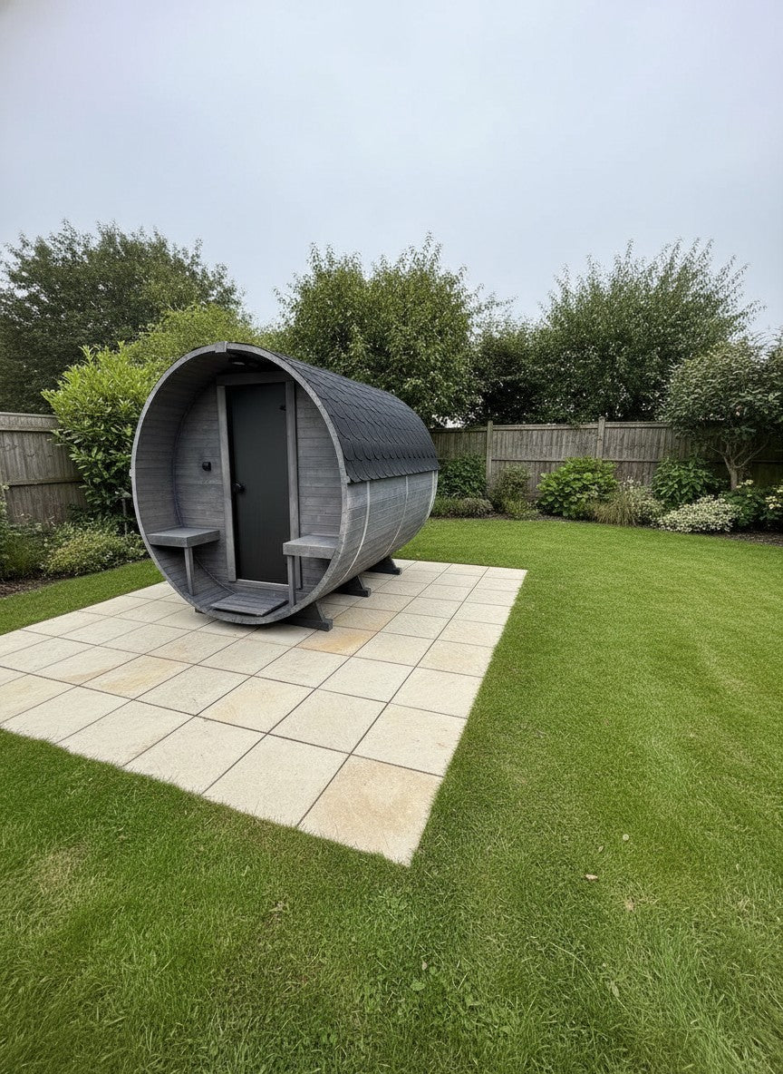 Steam & Oak Barrel Sauna 2.4m with Porch