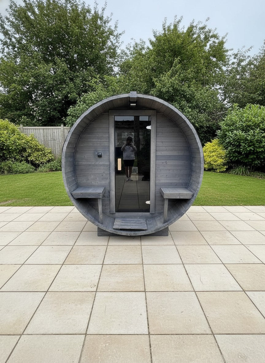 Steam & Oak Barrel Sauna 2.4m with Porch