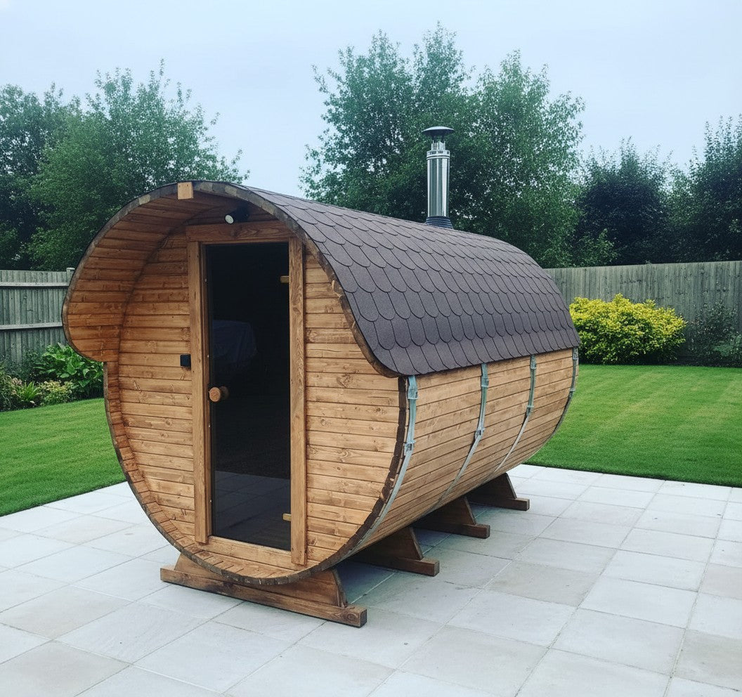 Steam & Oak Barrel Sauna 3m Canopy + Anteroom