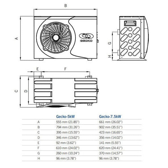 Gecko Air Source Heat Pump — 5kW & 7.5kW Plug & Play for Hot Tubs & Swim Spas | Steam & Oak
