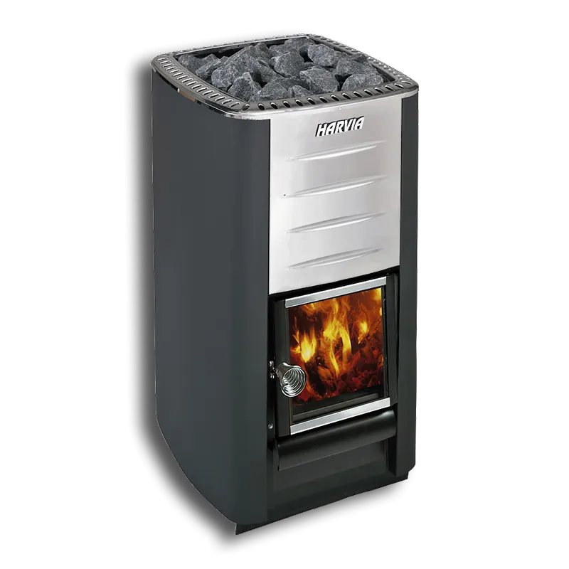Harvia wood-burning sauna heater kit with flue