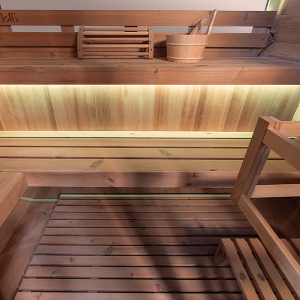 Holl's Hestia Lounge outdoor sauna with terrace