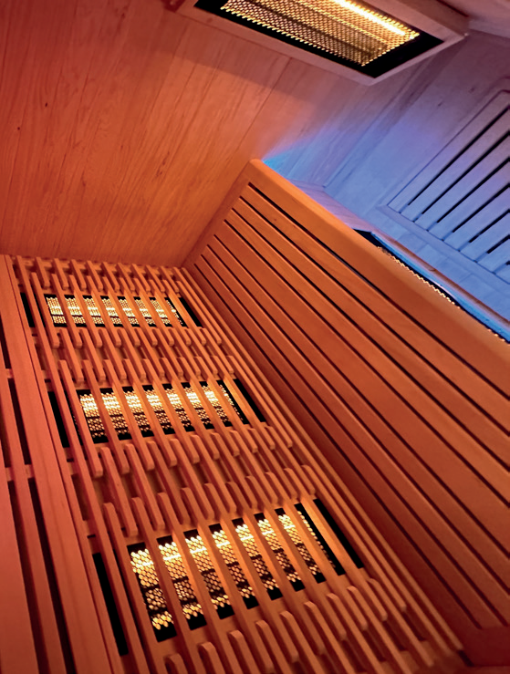 Holl's Purewave Evo 3 three person infrared sauna with LED chromotherapy interior
