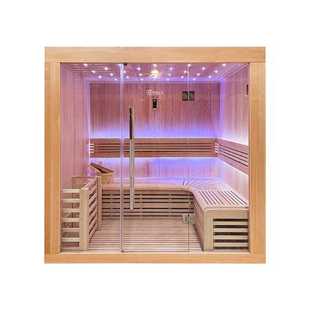 Holl's Utopia 4 four person indoor traditional steam sauna with starry sky ceiling lighting