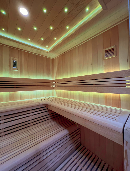 Holl's Utopia 4 four person indoor traditional steam sauna with starry sky ceiling lighting