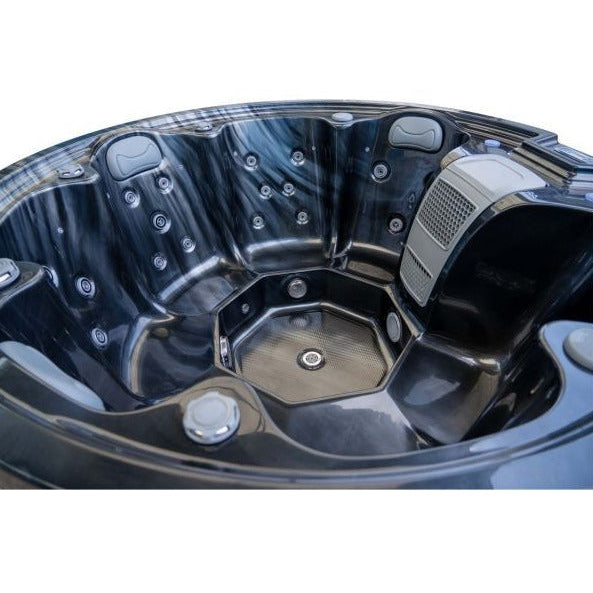 Orb Party 7 Hot Tub — 7 Person Round Social Spa | Steam & Oak