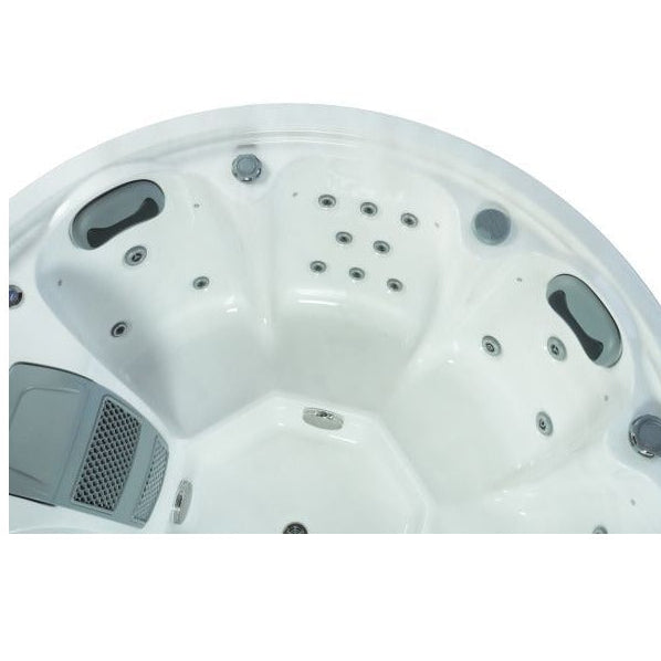 Orb Party 7 Hot Tub — 7 Person Round Social Spa | Steam & Oak