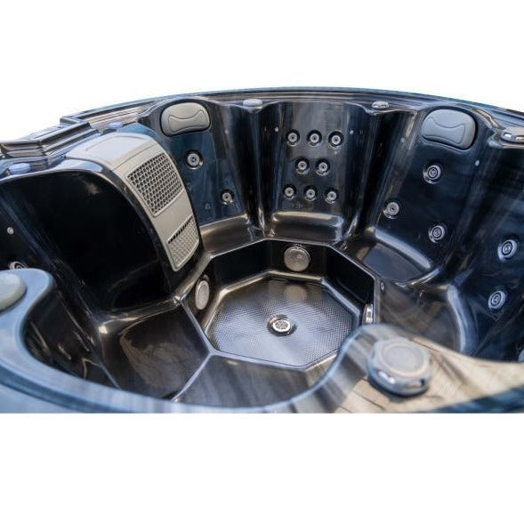 Orb Party 7 Hot Tub — 7 Person Round Social Spa | Steam & Oak