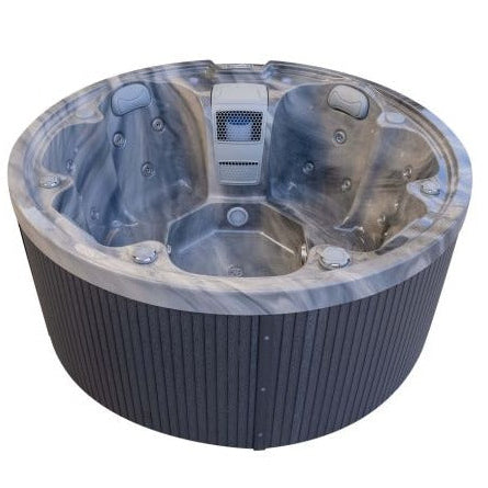 Orb Party 7 Hot Tub — 7 Person Round Social Spa | Steam & Oak