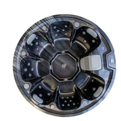 Orb Party 7 Hot Tub — 7 Person Round Social Spa | Steam & Oak