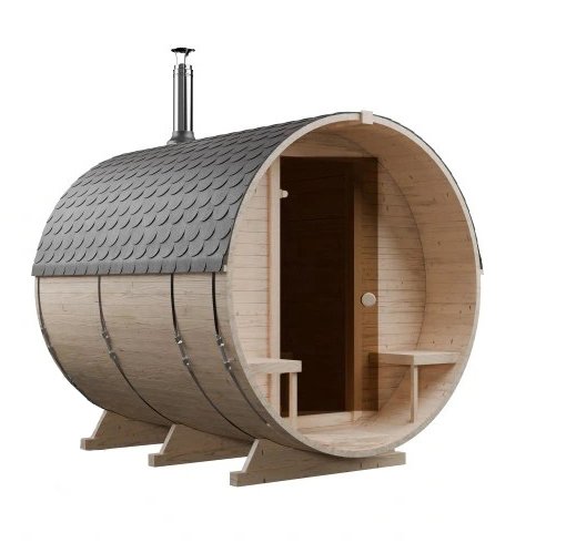 Steam & Oak Barrel Sauna 2.4m with Porch