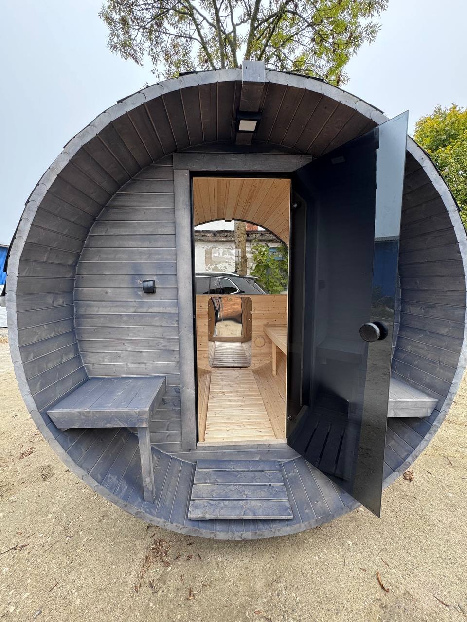 Steam & Oak Barrel Sauna 2.4m with Porch