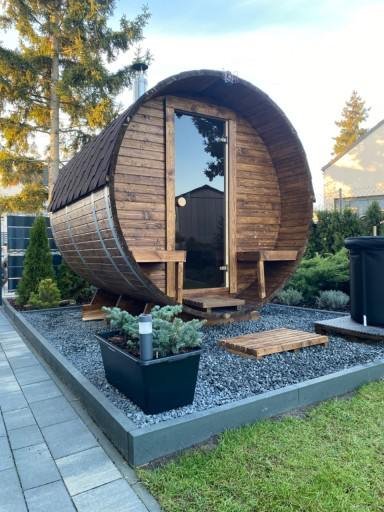 Steam & Oak Barrel Sauna 2.4m with Porch