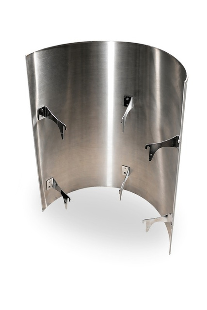 FinSteam Njord stainless steel heat shield - reduces gas sauna heater clearance to combustibles to 50mm