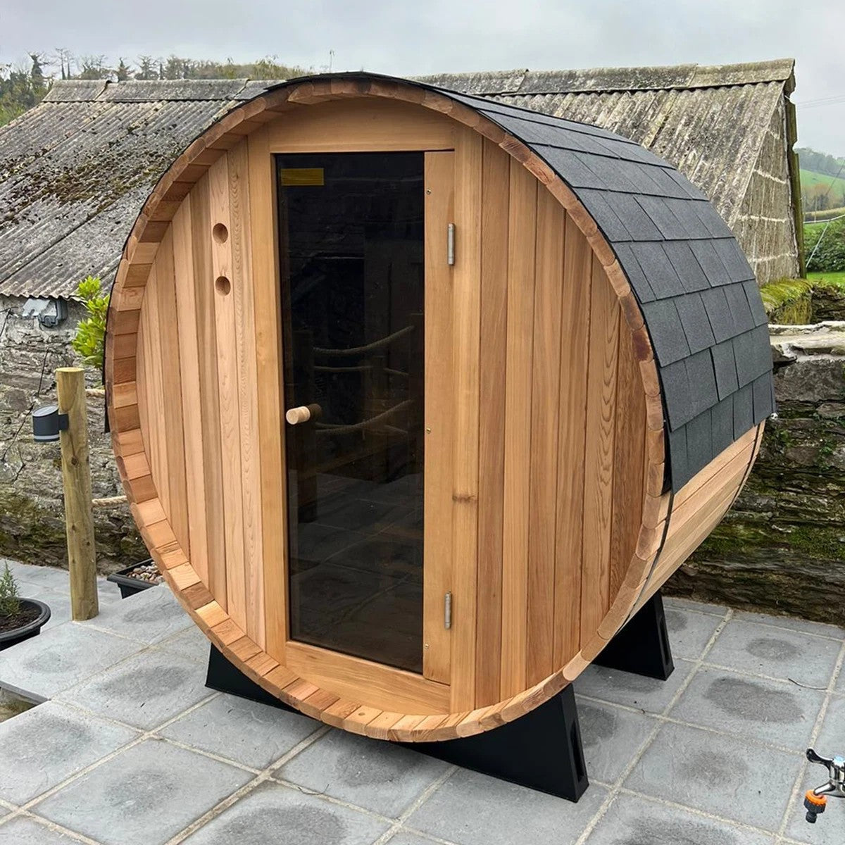 Rustic Barrel Sauna 4ft — 2 Person Outdoor Finnish | Steam & Oak