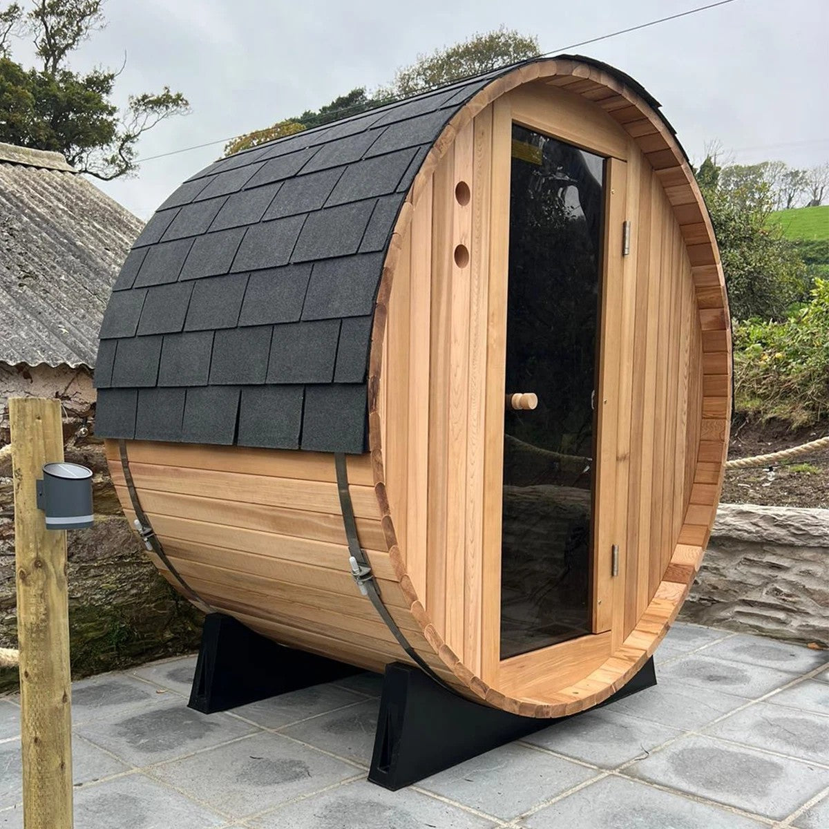 Rustic Barrel Sauna 4ft — 2 Person Outdoor Finnish | Steam & Oak