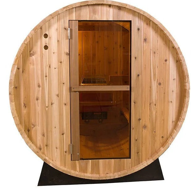 Rustic Barrel Sauna 6ft — 4 Person Outdoor Finnish | Steam & Oak