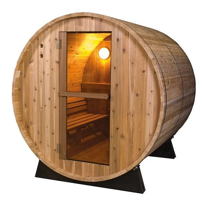 Rustic Barrel Sauna 6ft — 4 Person Outdoor Finnish | Steam & Oak