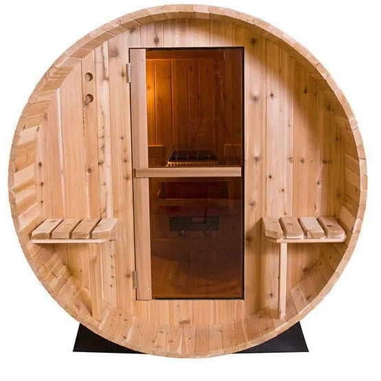 Rustic Barrel Sauna 7+1ft — 6 Person Outdoor Finnish | Steam & Oak