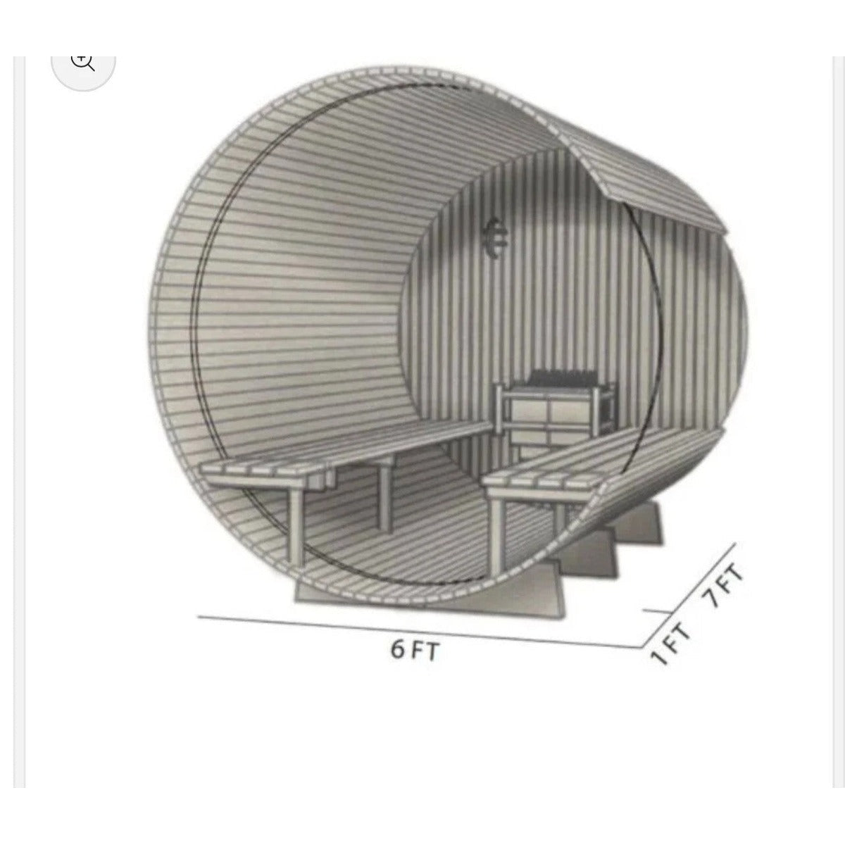 Rustic Barrel Sauna 7+1ft — 6 Person Outdoor Finnish | Steam & Oak