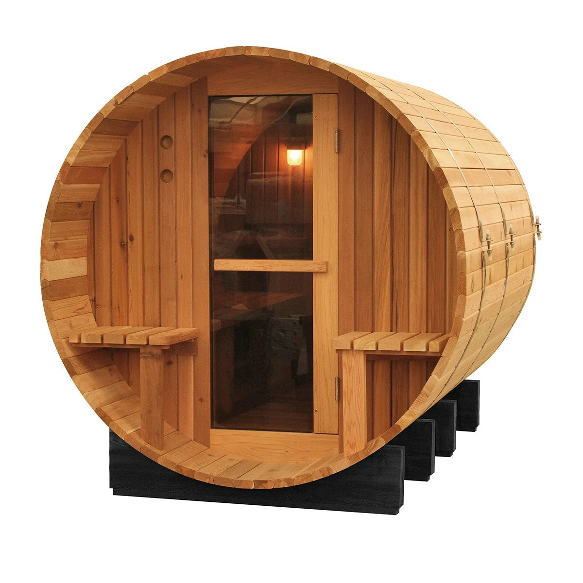 Rustic Barrel Sauna 7+1ft — 6 Person Outdoor Finnish | Steam & Oak