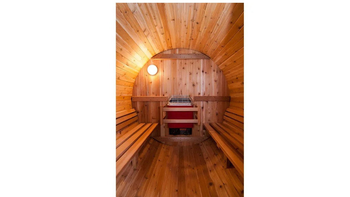 Rustic Barrel Sauna 7+1ft — 6 Person Outdoor Finnish | Steam & Oak