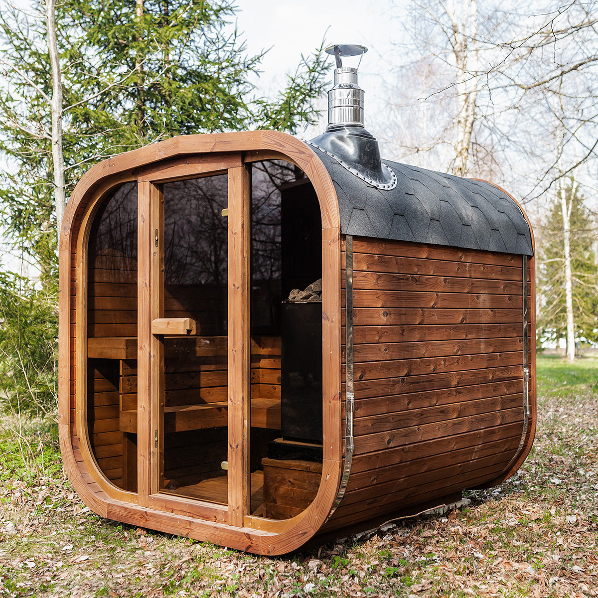 Ruutu 200 side view with rounded corners and bitumen tile roof