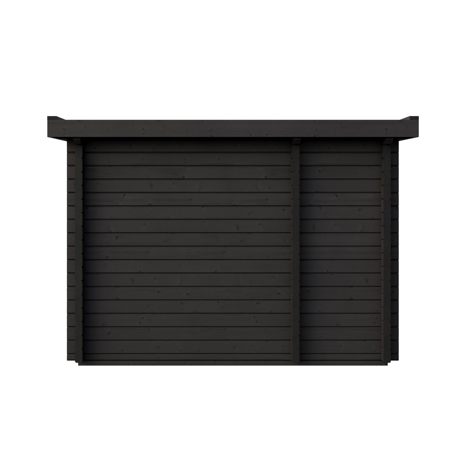 Isle 300 rear elevation in black-stained 70 mm logs