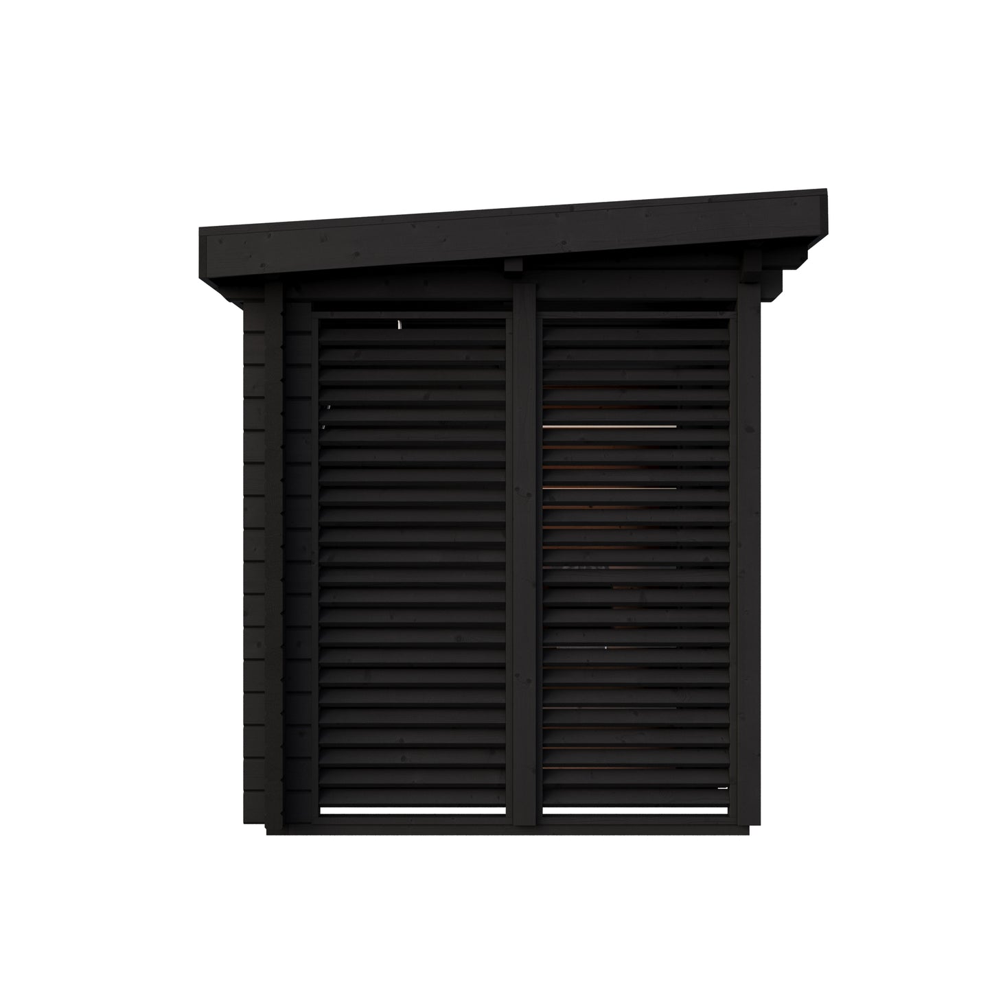 Steam & Oak Isle 300 black-stained log sauna with terrace and outdoor shower, view 6