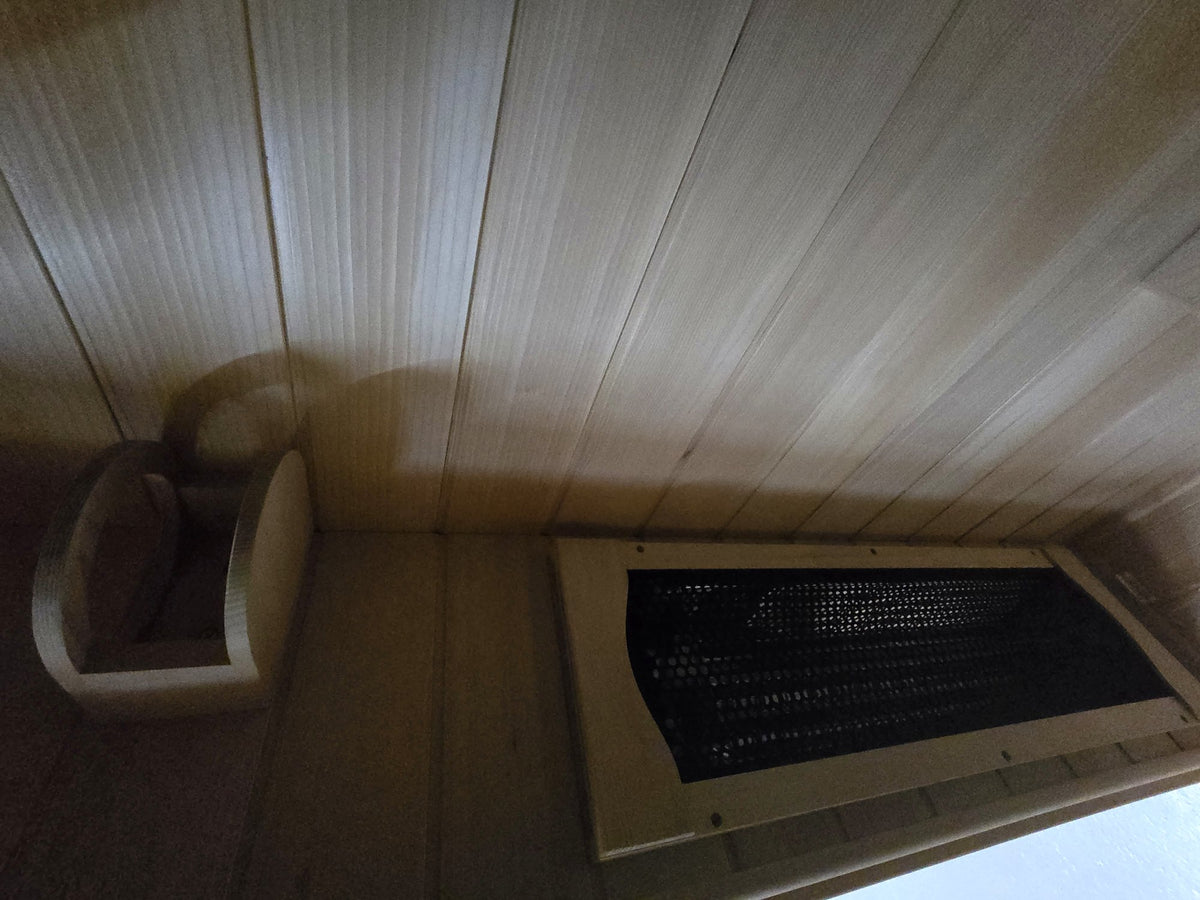 Kajo 1 hemlock headrest and calf-level infrared heater