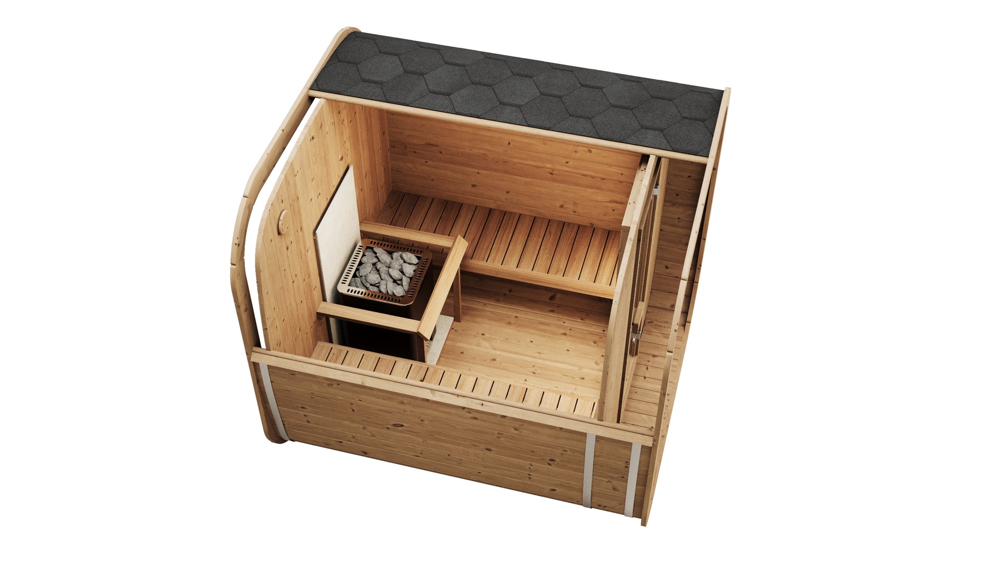 Steam & Oak Tallin 200 outdoor cube sauna in thermowood, view 3