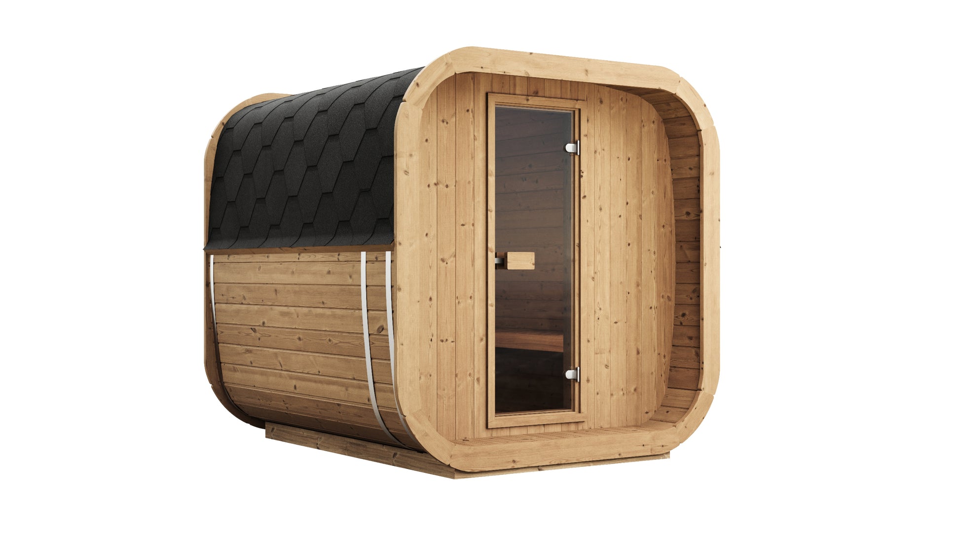 Steam & Oak Tallin 200 outdoor cube sauna in thermowood, view 5