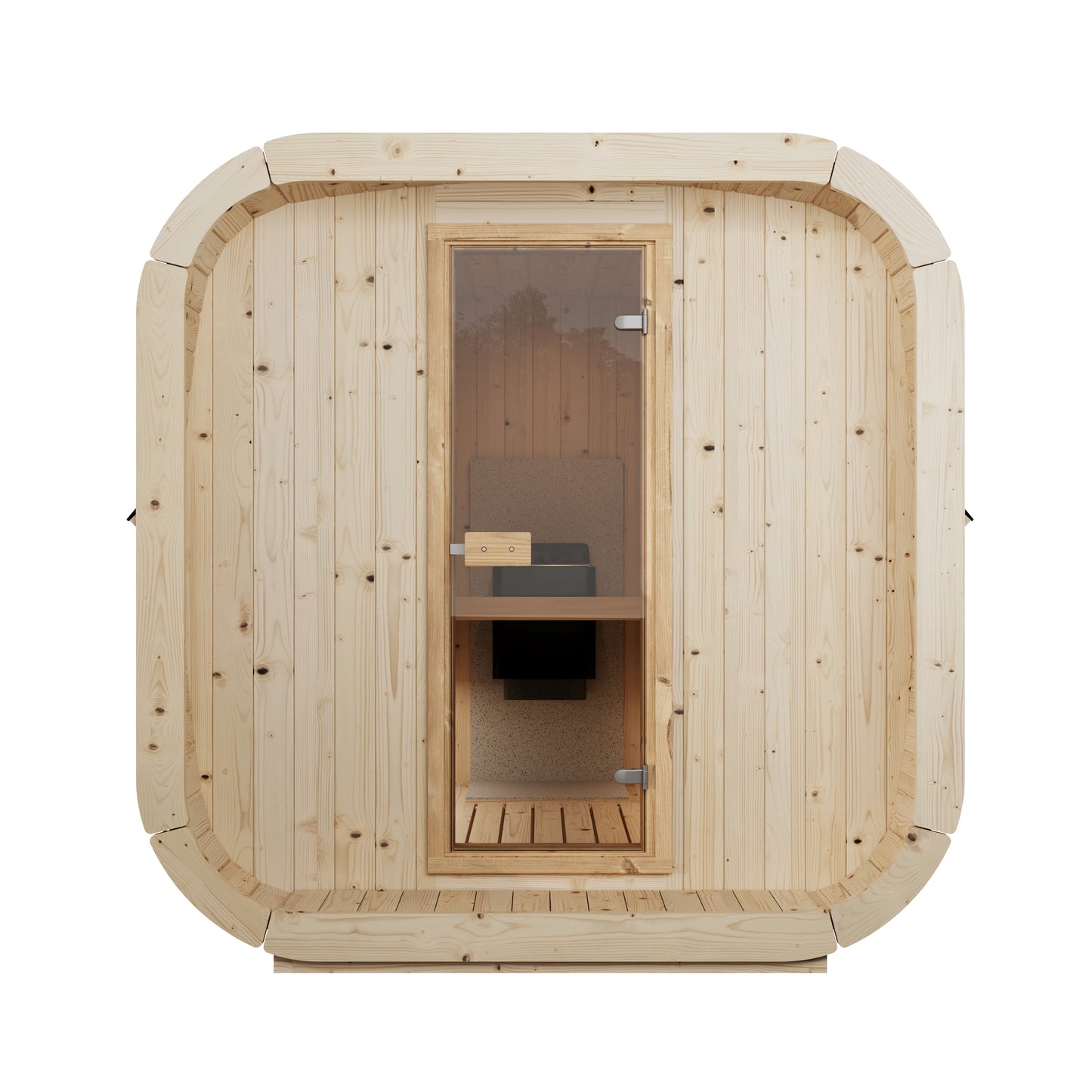 Steam & Oak Tallin 250 outdoor cube sauna in Nordic spruce, view 2