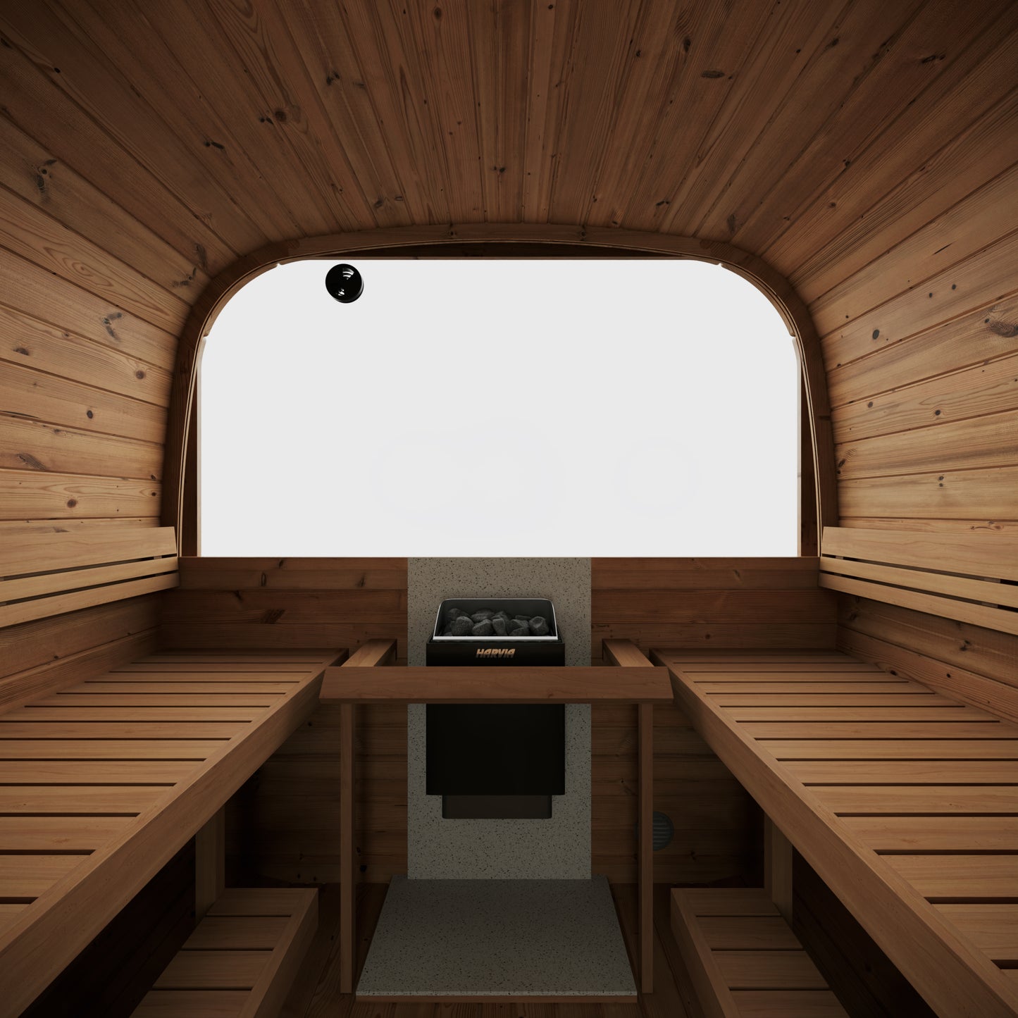 Steam & Oak Tallin 385 XL outdoor cube sauna with changing room and covered terrace, view 10