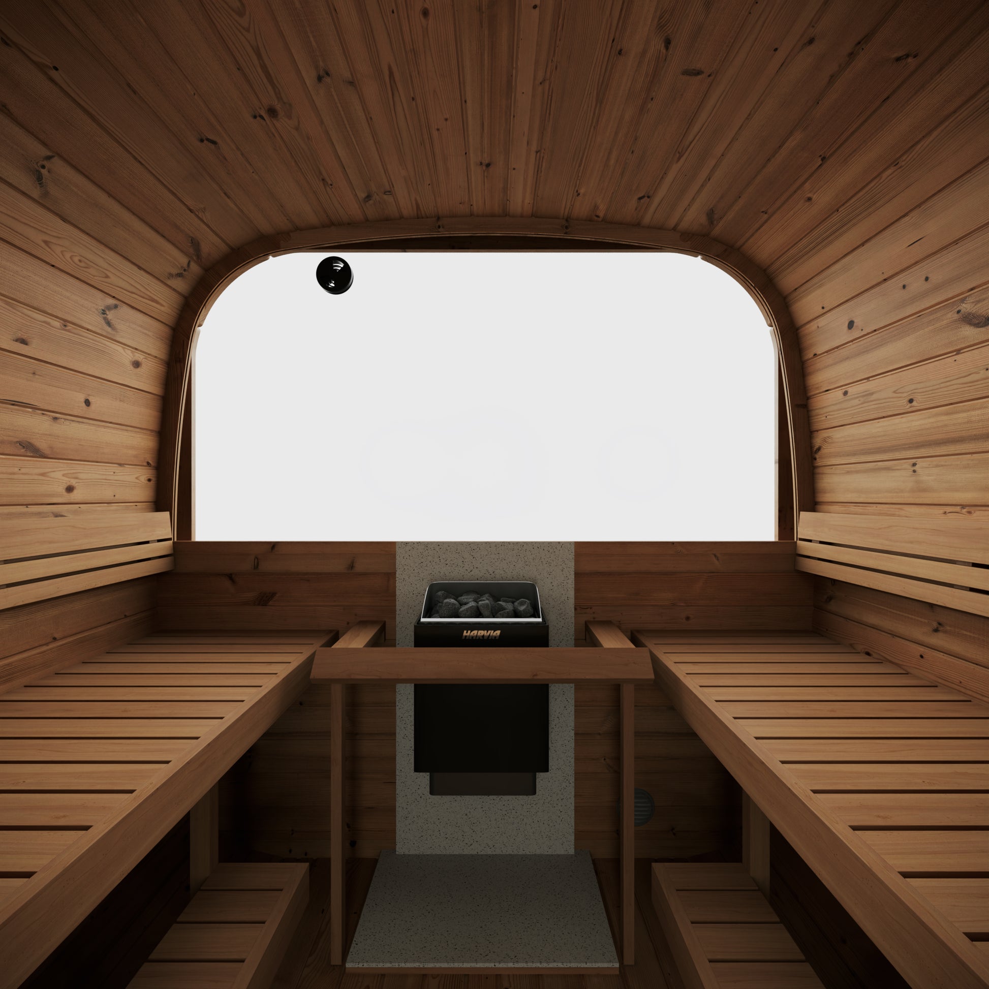 Steam & Oak Tallin 385 XL outdoor cube sauna with changing room and covered terrace, view 10