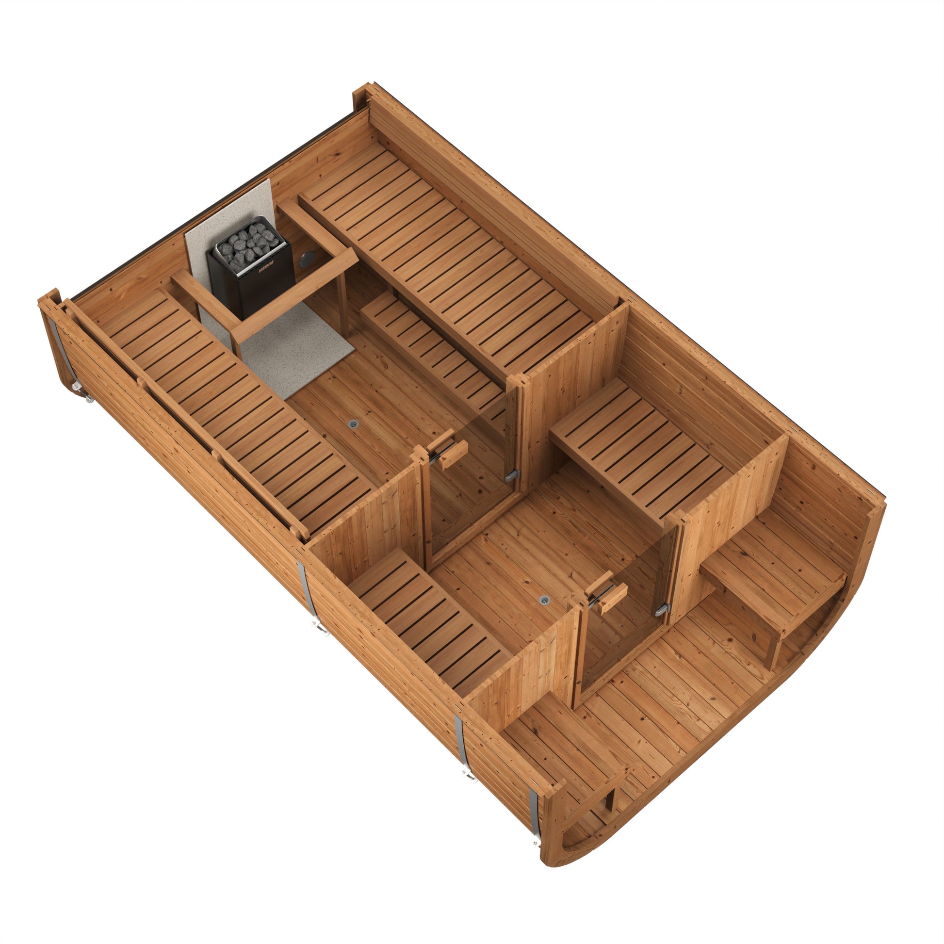 Steam & Oak Tallin 385 XL outdoor cube sauna with changing room and covered terrace, view 8
