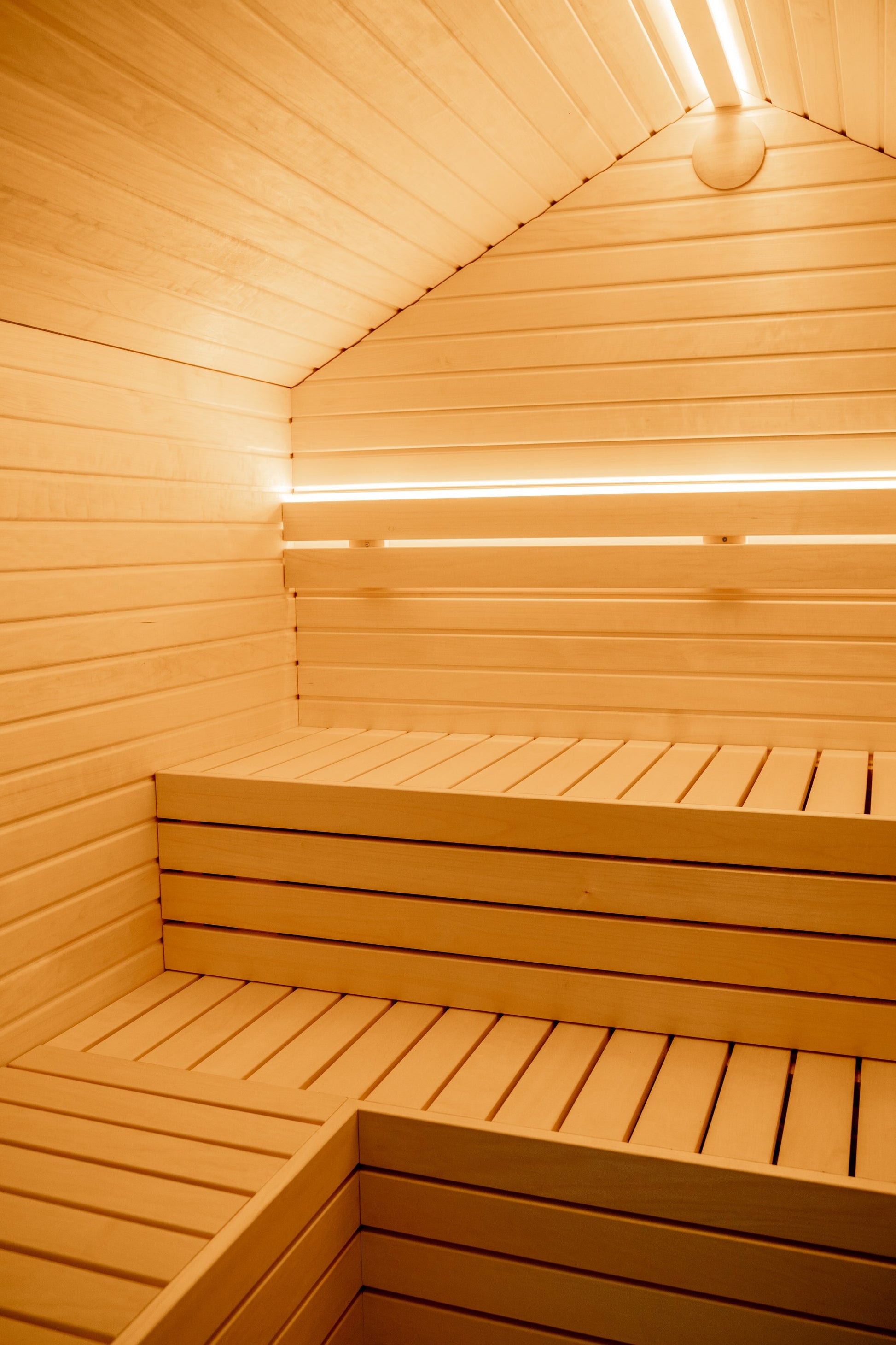 Steam & Oak Tartu pre-assembled sauna house, blackened spruce with full glass gable and aspen interior, view 3