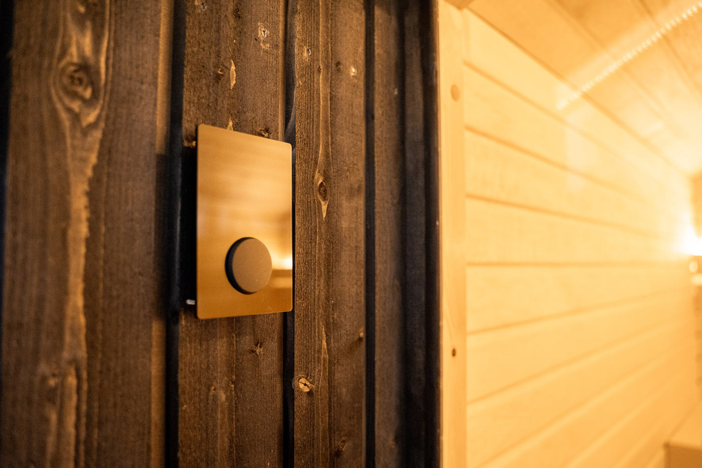 Steam & Oak Tartu pre-assembled sauna house, blackened spruce with full glass gable and aspen interior, view 5