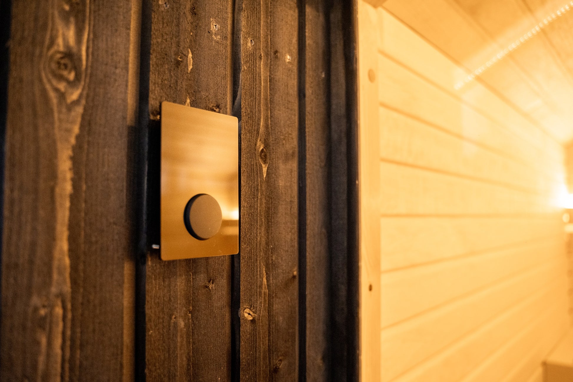 Steam & Oak Tartu pre-assembled sauna house, blackened spruce with full glass gable and aspen interior, view 5