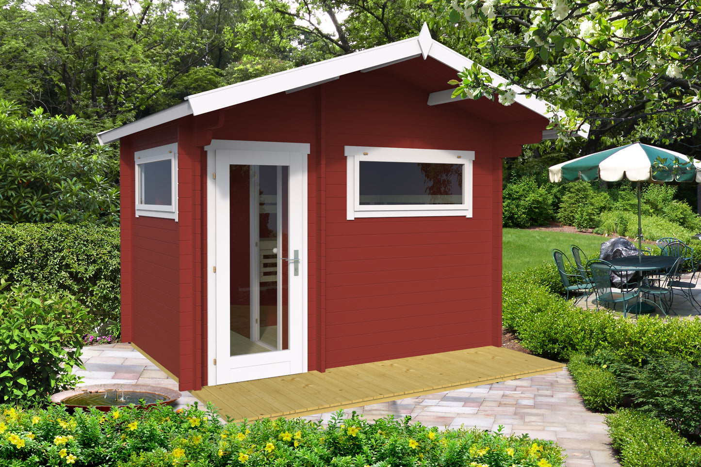 Timo 320 sauna cabin in a painted finish