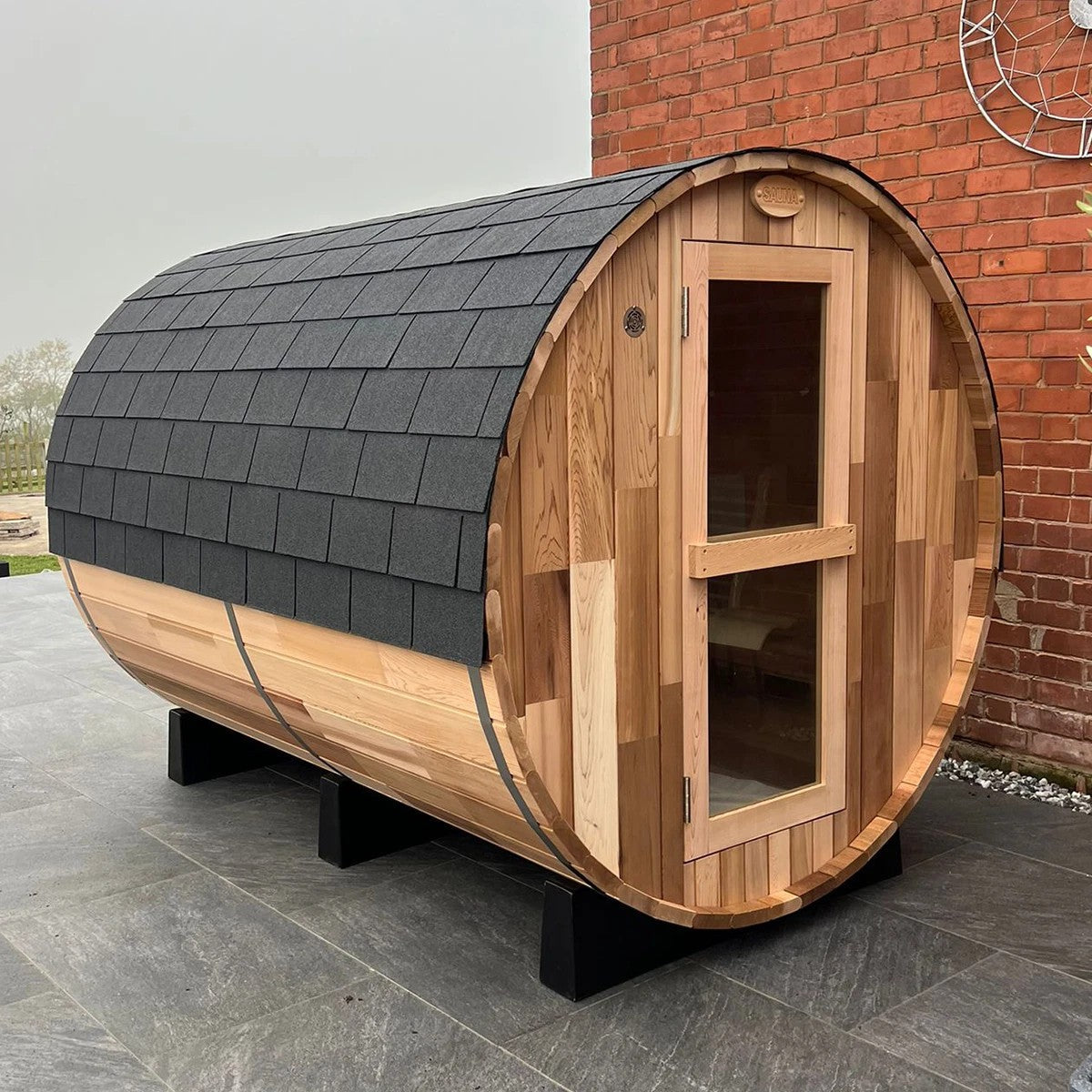 Vantage 1800 Barrel Sauna — 4 Person Outdoor Panoramic | Steam & Oak